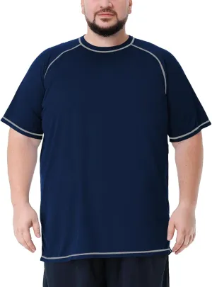 Mens Big and Tall Swim Shirt Sun Protection UPF 50  Rash Guard Quick Dry T-Shirt