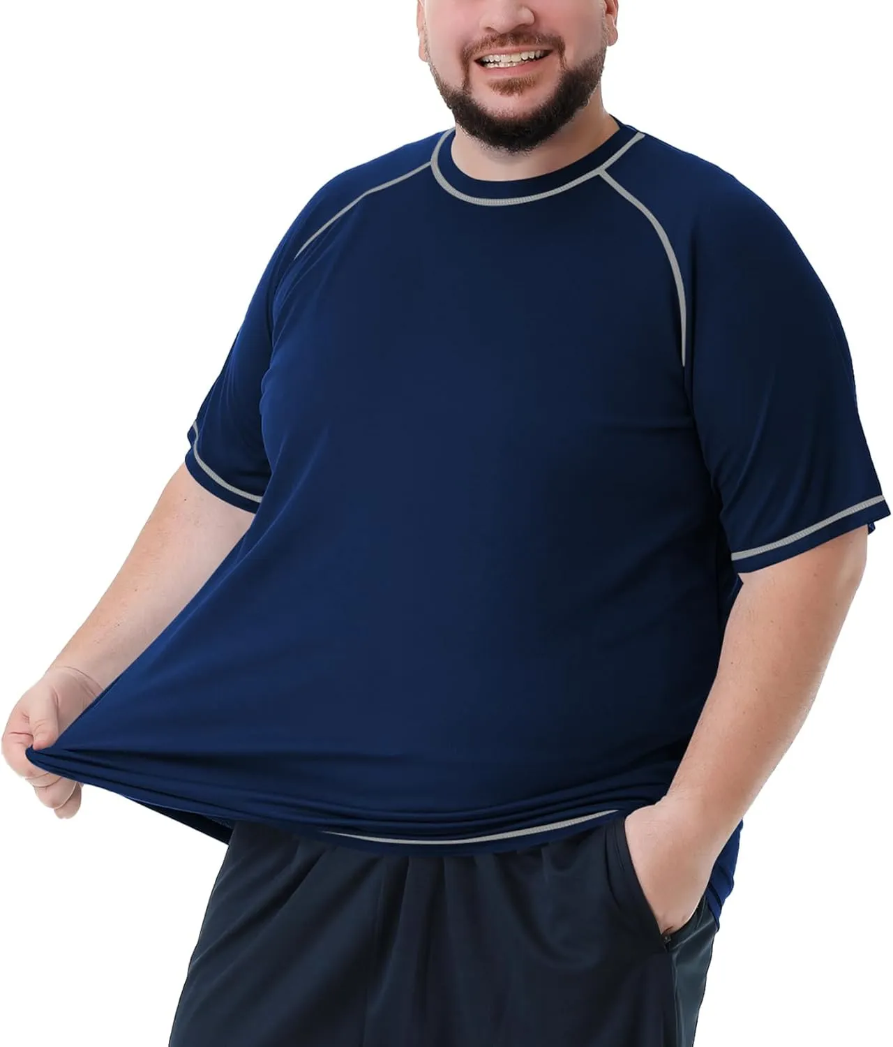 Mens Big and Tall Swim Shirt Sun Protection UPF 50  Rash Guard Quick Dry T-Shirt