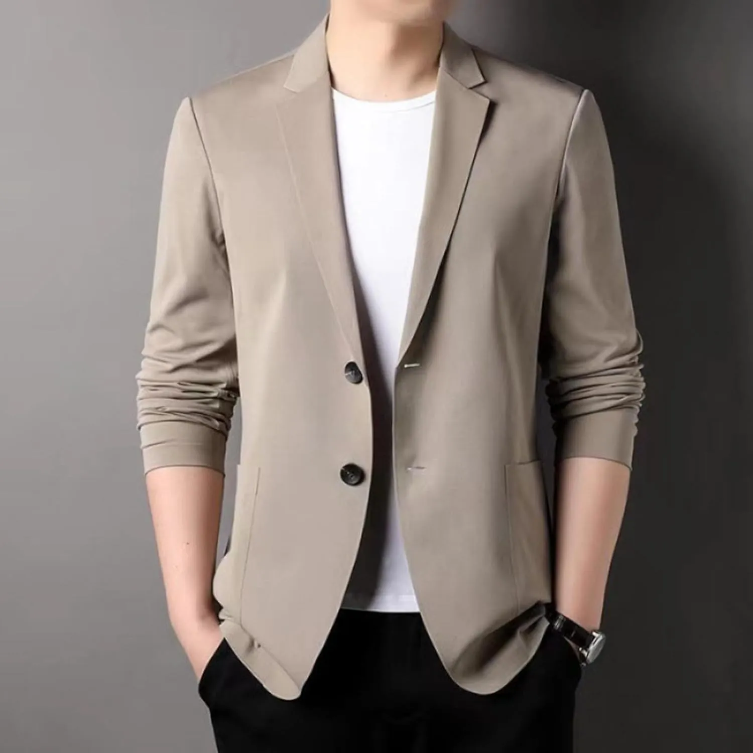Men's Blazer Slim Fit Sport Coat Casual Lightweight Basic Suit Jacket Fall Jacket Men Two Buttons Business Texudo Jacket
