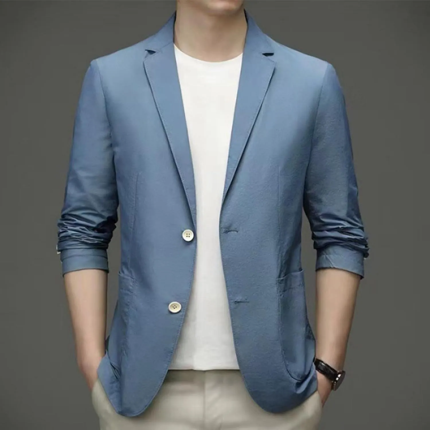Men's Blazer Slim Fit Sport Coat Casual Lightweight Basic Suit Jacket Fall Jacket Men Two Buttons Business Texudo Jacket