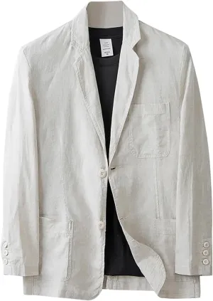 Mens Casual Linen Blazer Lightweight Button Down Business Suit Jacket Fall Winter Casual Sport Coats