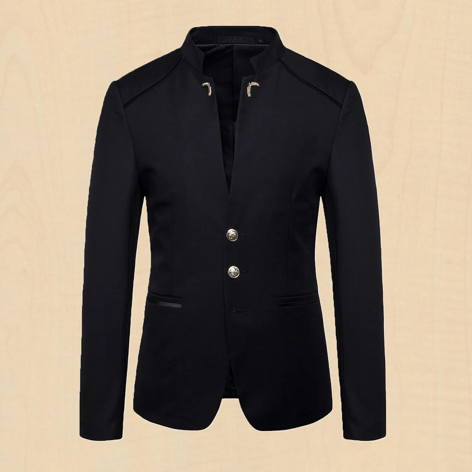 Mens Casual Suit Blazer Jackets Stand Mandarin Collar Lightweight Sport Coats Long Sleeve Button Down Business Coat