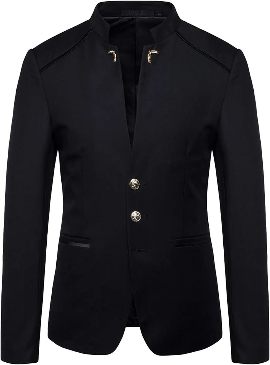 Mens Casual Suit Blazer Jackets Stand Mandarin Collar Lightweight Sport Coats Long Sleeve Button Down Business Coat