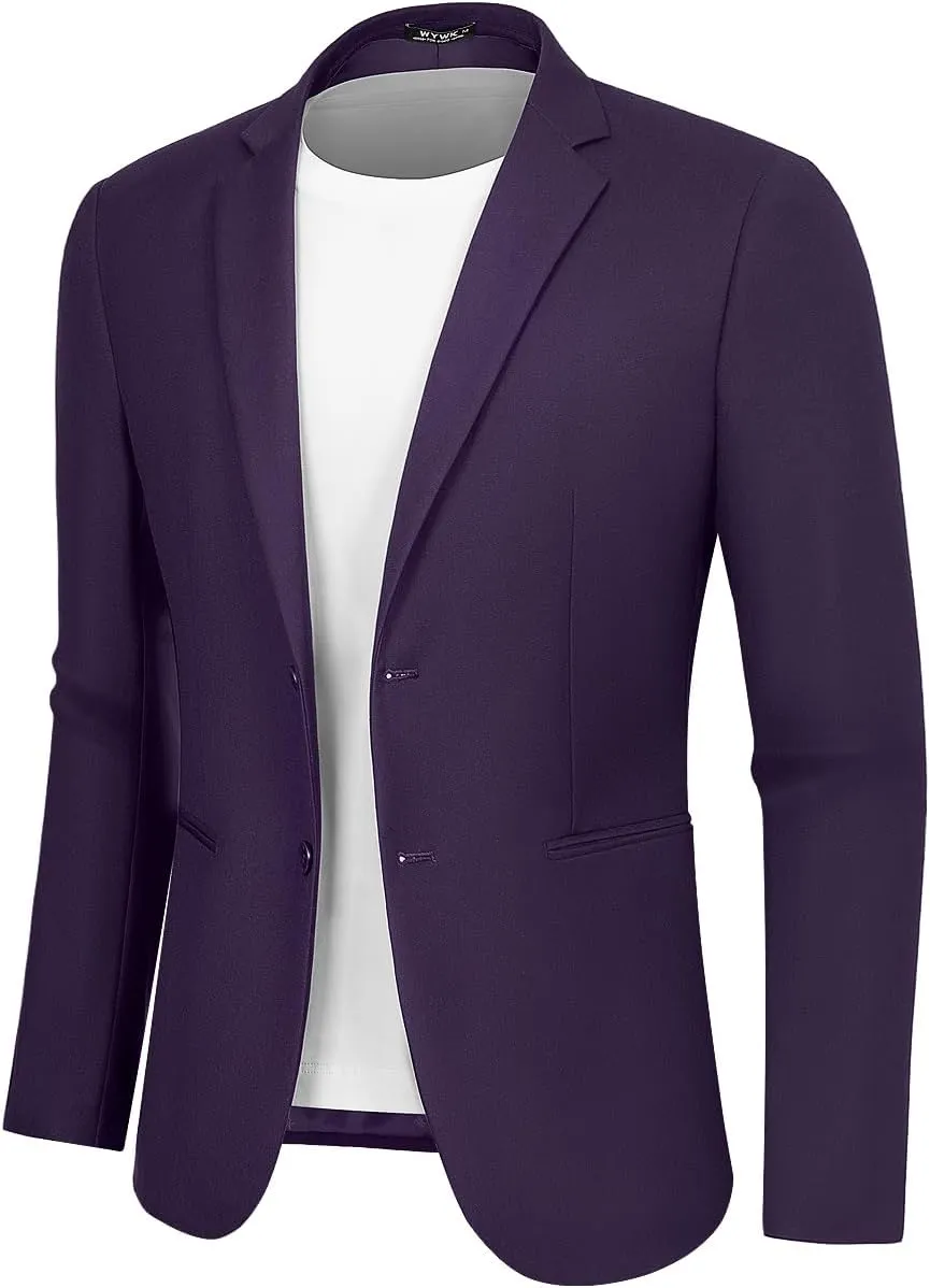 Men's Causal Blazer Slim Fit Suit Jacket for Men Two Button Sports Coats Wedding Prom Party