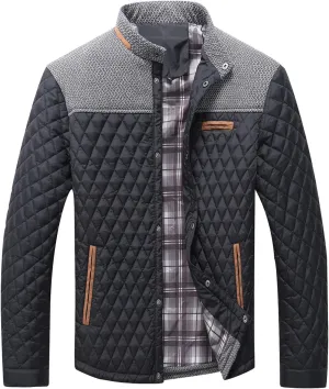 Mens Coat Trend Personality Machine Quilted Clothing Plaid Patchwork Cotton Padded Jacket Jacket for Lady