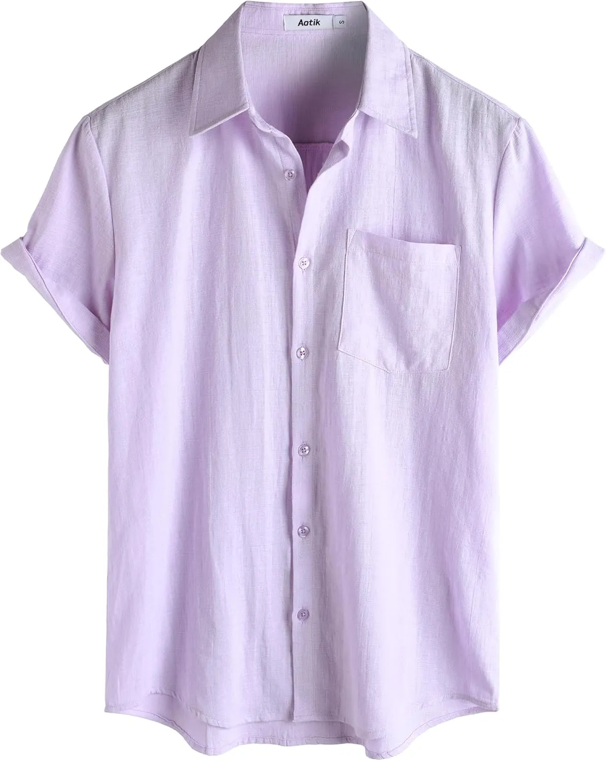 Mens Cotton Linen Shirts Casual Button Down Short Sleeve Shirt Vacation Beach Summer Hawaiian Shirt with Pocket