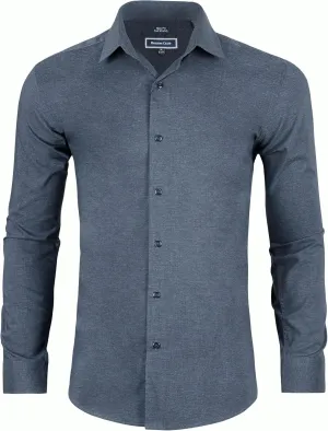 Men's Dress Shirt Long Sleeve Stretch Wrinkle-Resistant Formal Shirt Business Casual Heather Button Down Shirts
