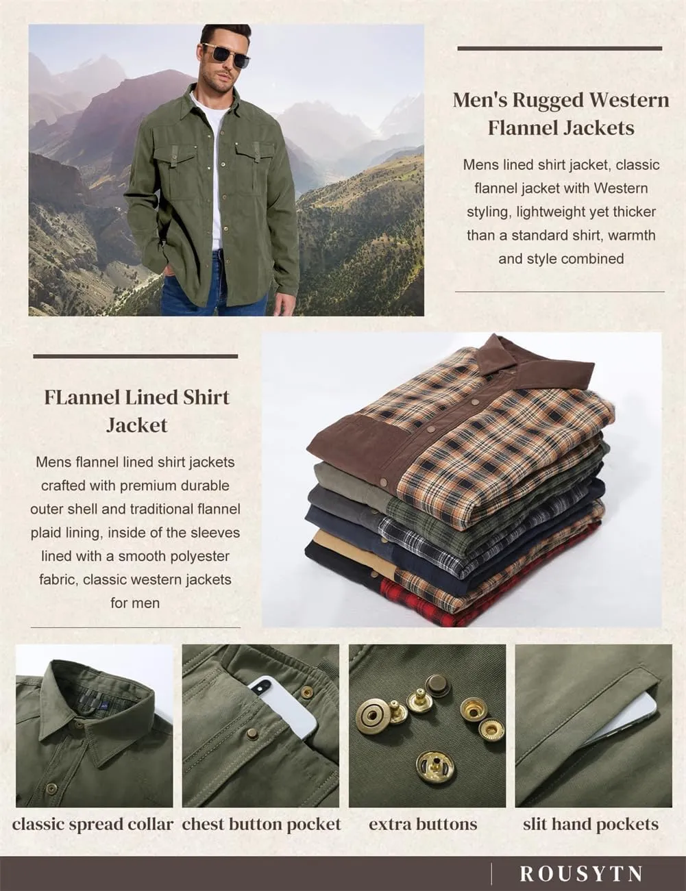 Men's flannel lined shirt jacket Lightweight snap western denim shirt jacket Short coat Vintage snap western jacket