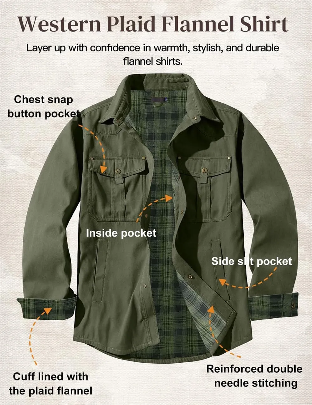 Men's flannel lined shirt jacket Lightweight snap western denim shirt jacket Short coat Vintage snap western jacket