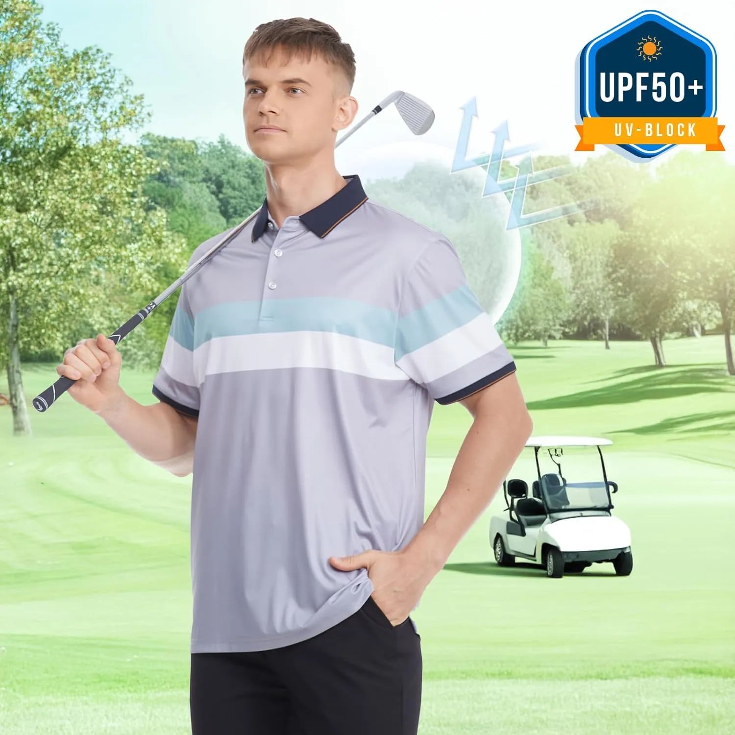 Mens Polo Shirts Short Sleeve Golf Shirt Moisture Wicking Dry Fit Casual Stylish Polo Shirt for Men