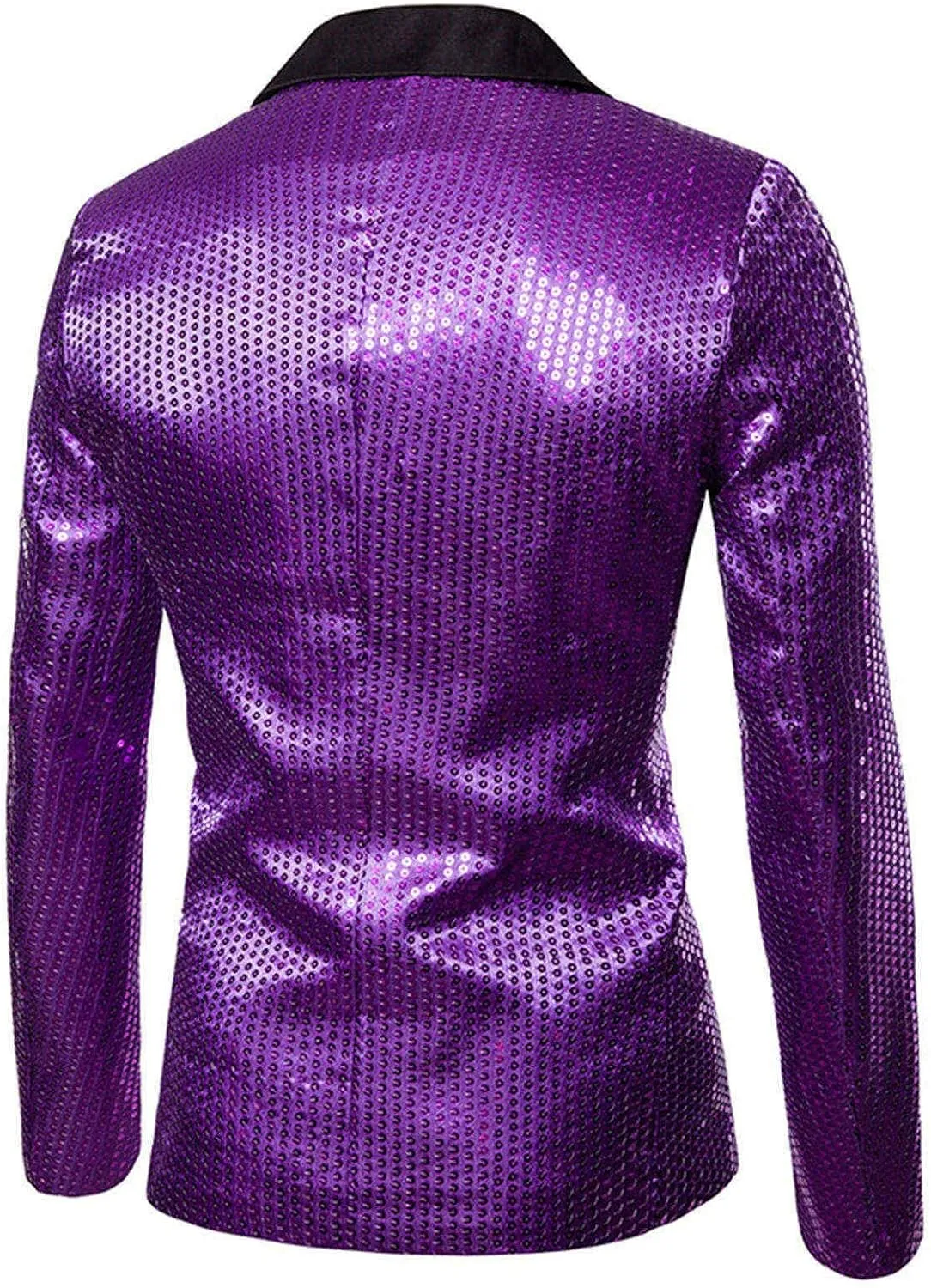Mens Sequin Blazer Jacket Slim Fit One Button Tuxedo Sparkly Lapel Dress Jacket Party Prom Dinner Wedding Tuxedo Coat