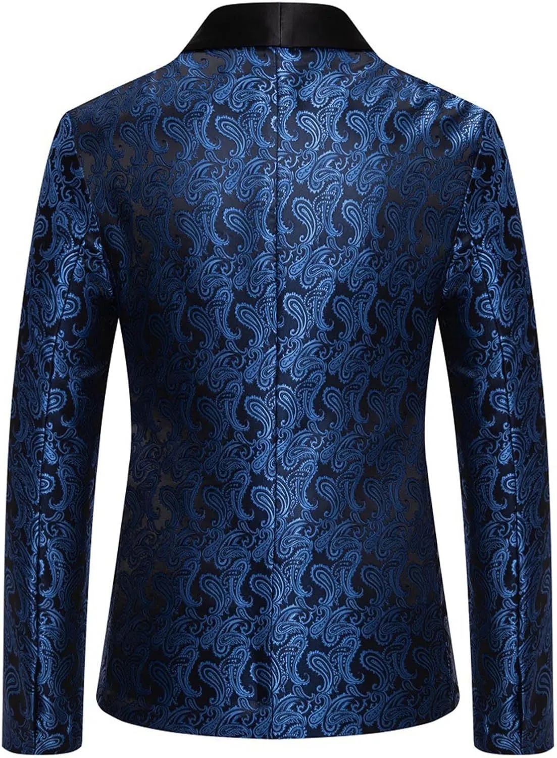 Men's Shiny Sequins Blazer Floral Suit Jacket Slim Fit Shawl Neck Stylish Tuxedo for Party, Wedding, Banquet, Prom