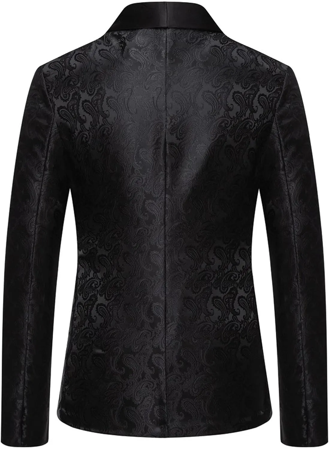 Men's Shiny Sequins Blazer Floral Suit Jacket Slim Fit Shawl Neck Stylish Tuxedo for Party, Wedding, Banquet, Prom