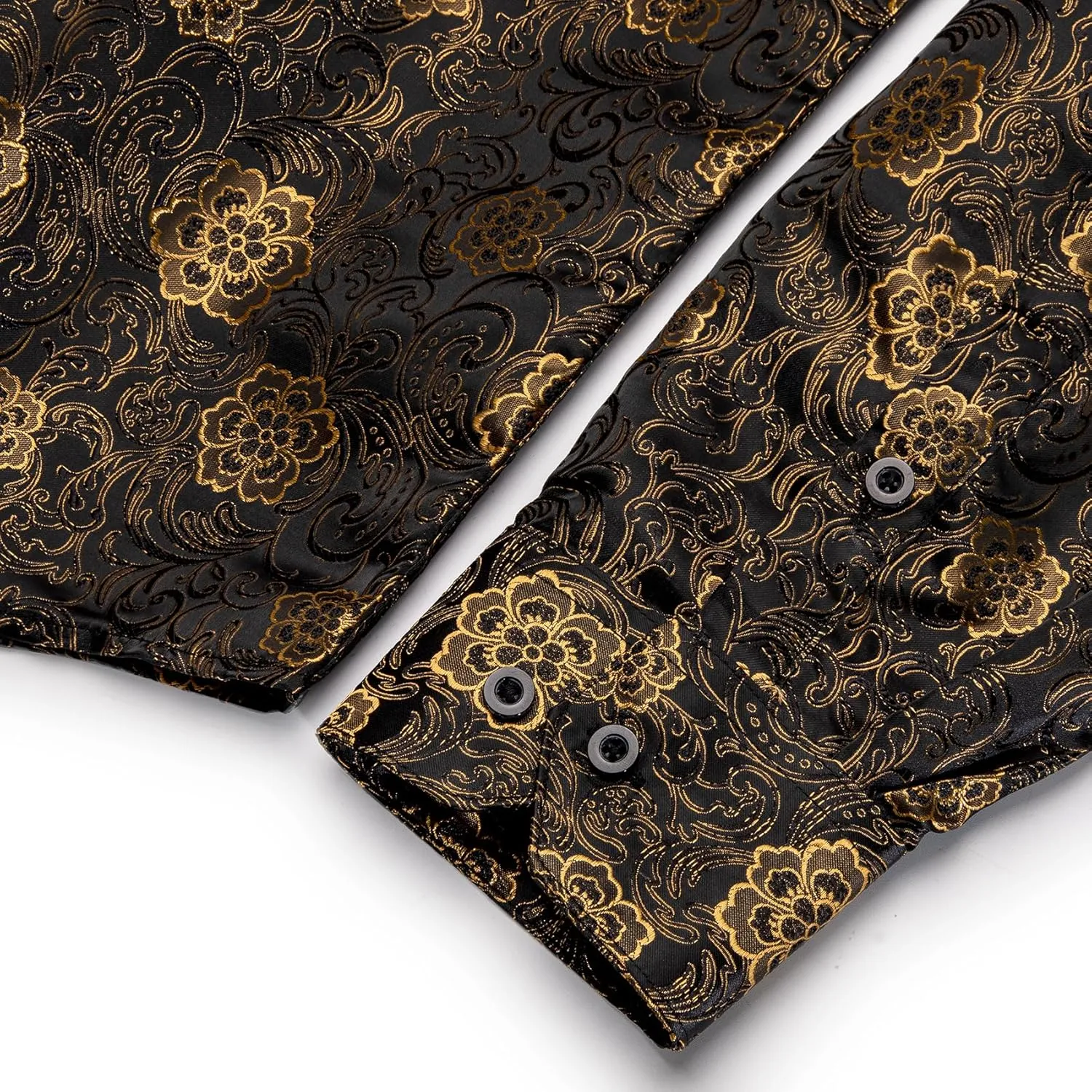 Mens Silk Paisley Dress Shirt Casual Button Down Shirt Long Sleeve Western Floral Shirts Wedding Party Holiday