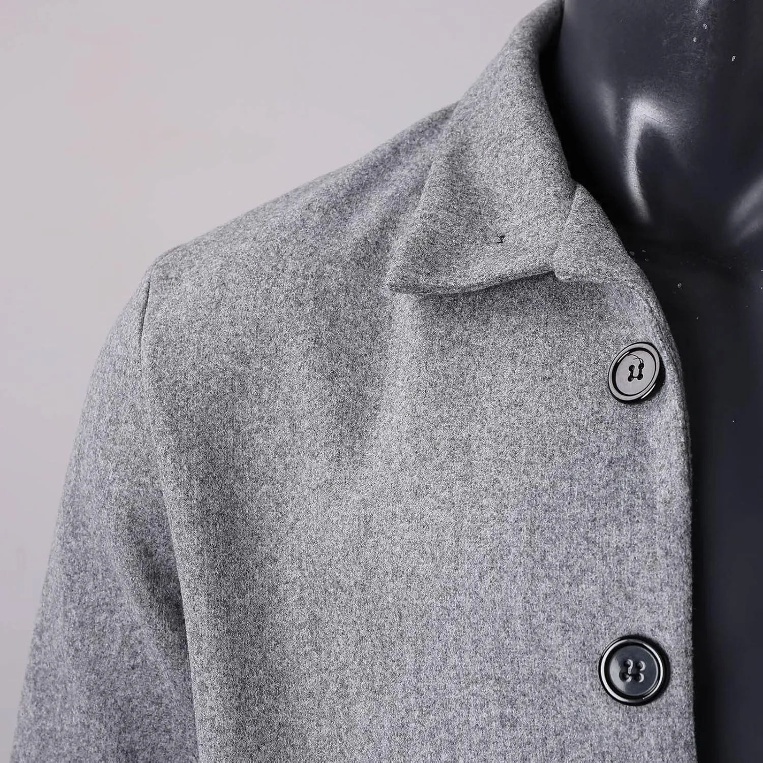 Mens Single Breasted Trench Coat Winter Wool Blend Pea Coat Oversized Warm Lapel Work Business Jacket Outerwear Coats