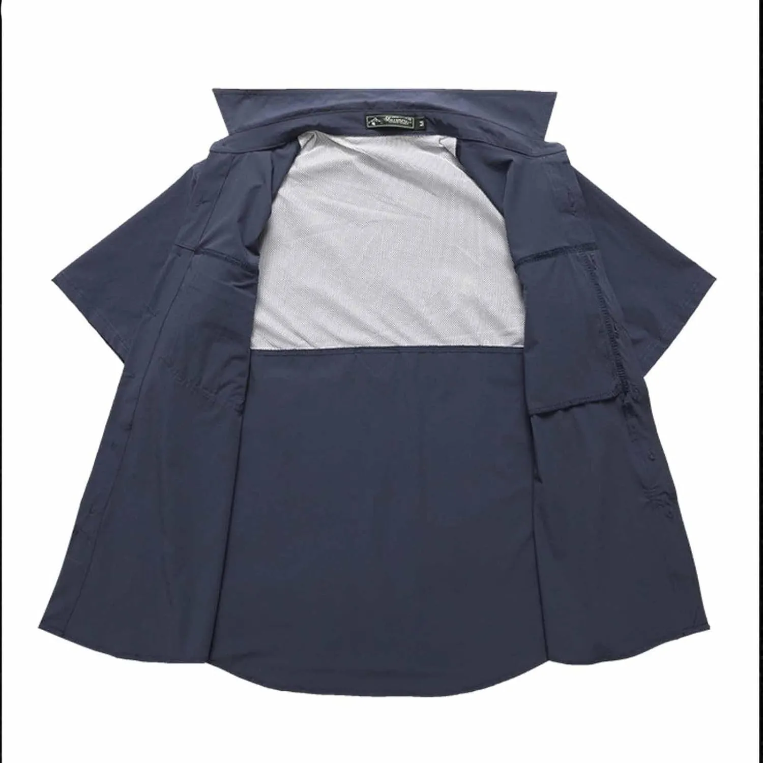 Men's Summer Short Sleeve Shirt Stretch Quick Dry Thin T-Shirt with Pocket Work Slim Button Top
