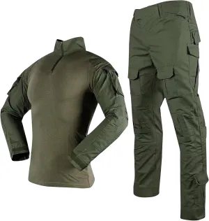 Men's Tactical Combat Shirt and Cargo Pants Set Long Sleeve Outdoor Hunting Military Uniform 1/4 Zip 2 Piece Outfits