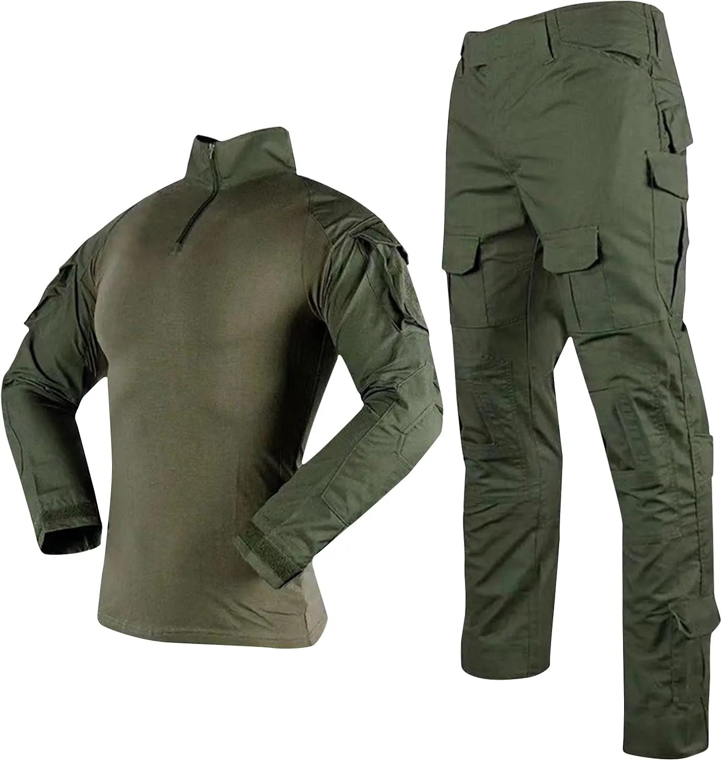 Men's Tactical Combat Shirt and Cargo Pants Set Long Sleeve Outdoor Hunting Military Uniform 1/4 Zip 2 Piece Outfits