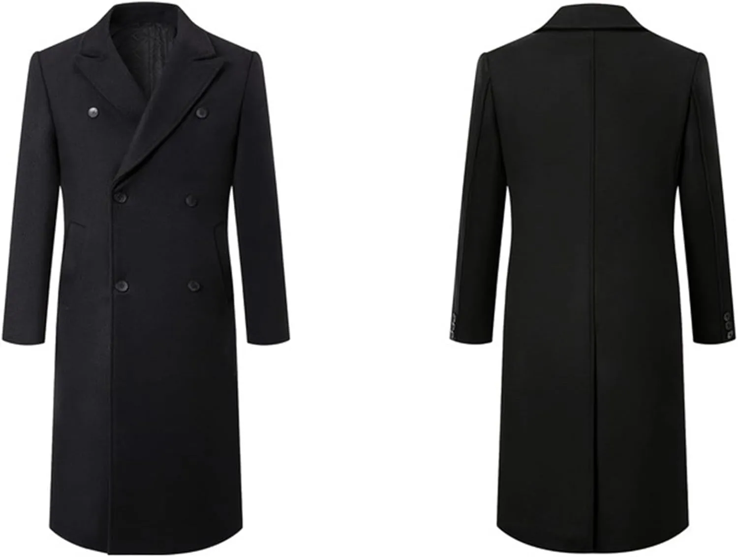 Men's Trench Coat Warm Winter Coat for Men Classic Pea Coat wih Pockets Casual Long Jacket Overcoat Walking Coat