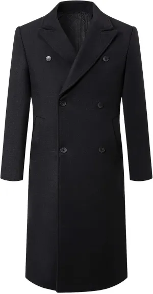 Men's Trench Coat Warm Winter Coat for Men Classic Pea Coat wih Pockets Casual Long Jacket Overcoat Walking Coat