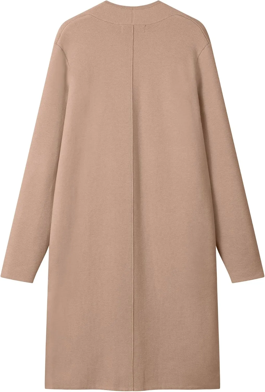 MEROKEETY Women's Open Front Coatigan Sweater Long Sleeve Casual Knit Lapel Cardigan Coat with Pockets