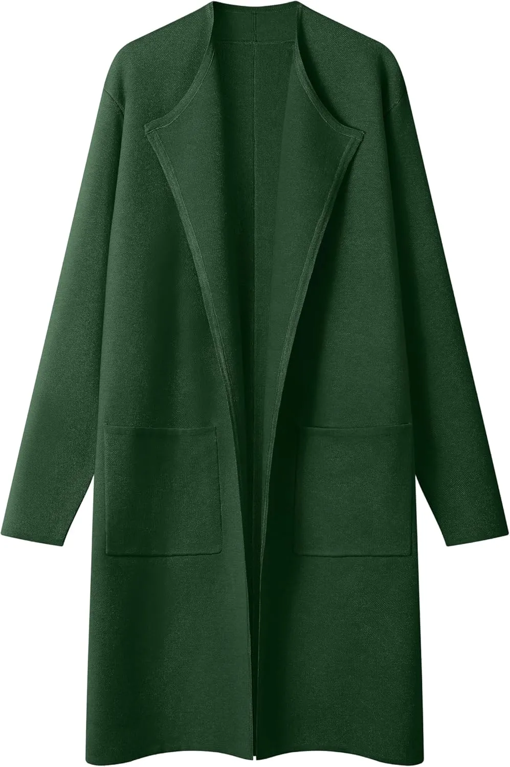 MEROKEETY Women's Open Front Coatigan Sweater Long Sleeve Casual Knit Lapel Cardigan Coat with Pockets