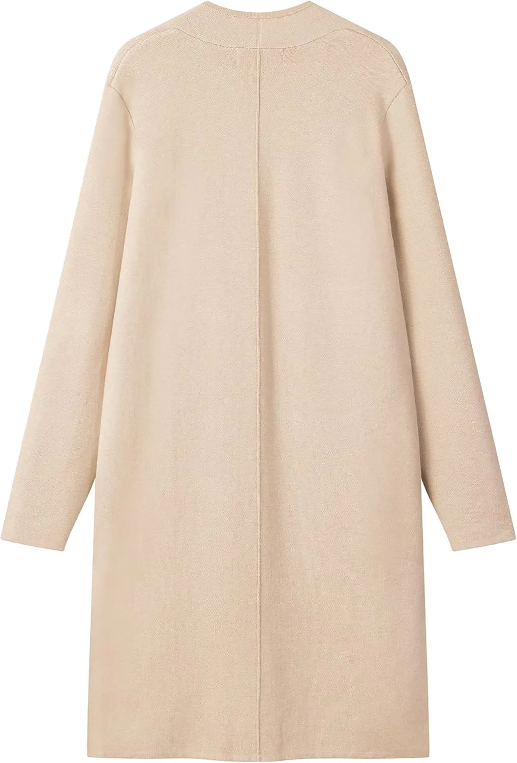 MEROKEETY Women's Open Front Coatigan Sweater Long Sleeve Casual Knit Lapel Cardigan Coat with Pockets