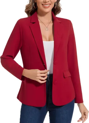 MINTLIMIT Womens Blazer Dressy Casual Long Sleeve Blazers Business Office Notched Lapel Cardigan Suit Jacket with Pockets(Red S)