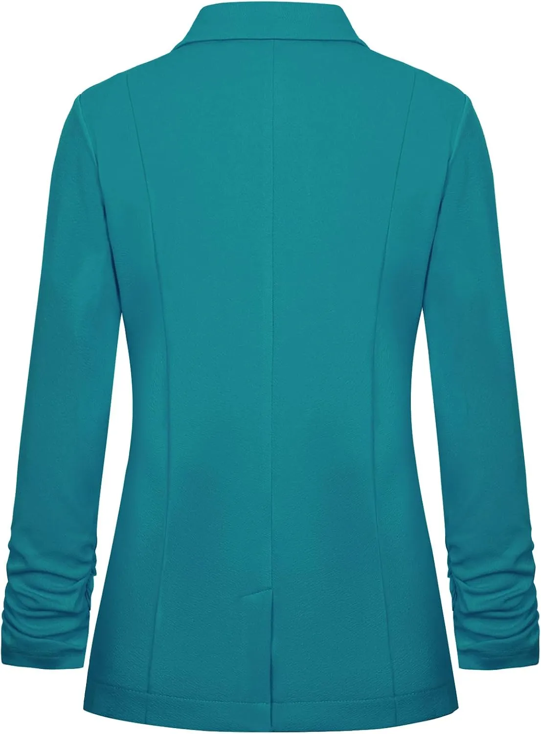 MINTLIMIT Women's Casual Blazer 3/4 Ruched Sleeve Open Front Button Work Office Blazer Jackets with Pockets
