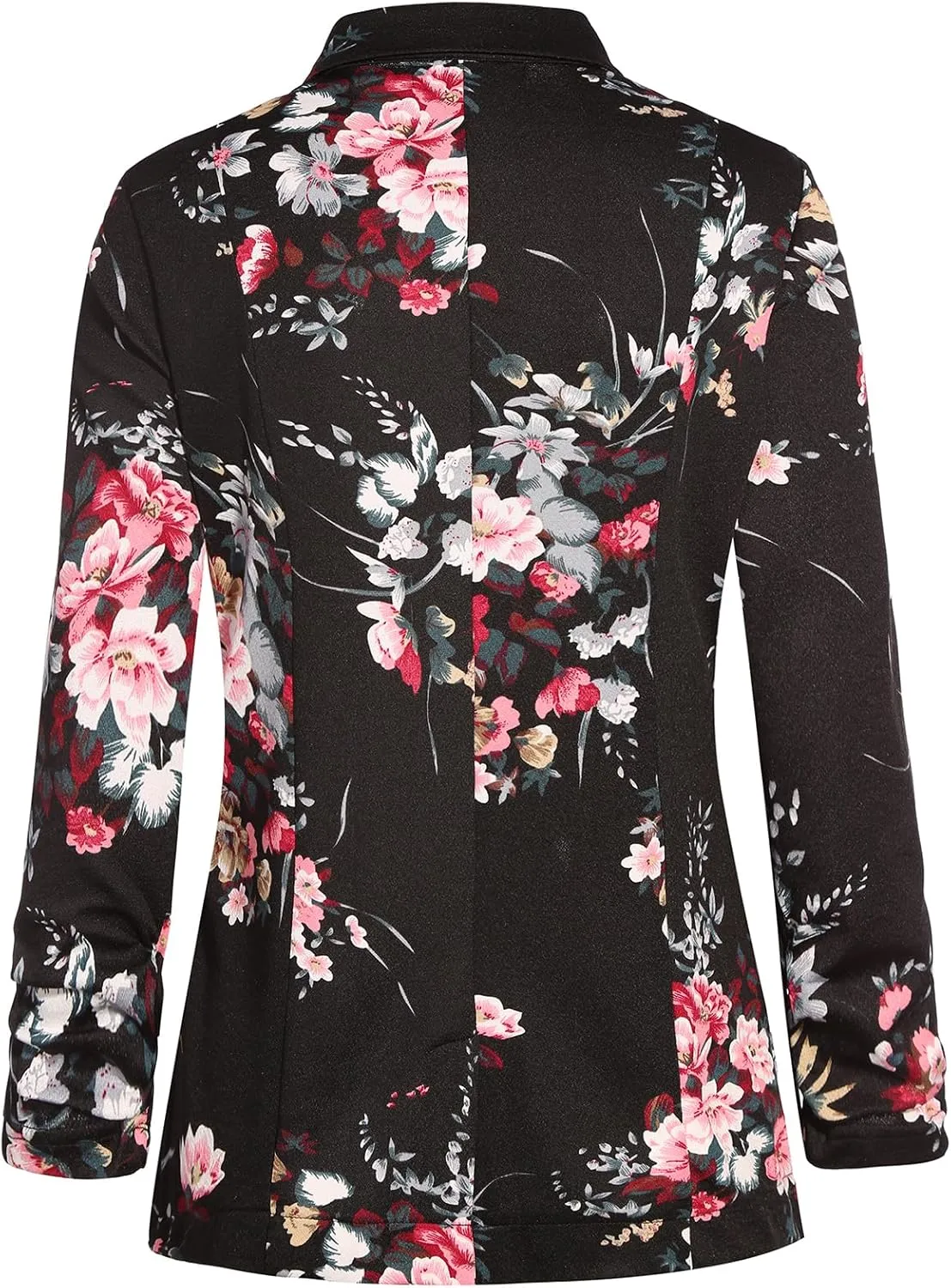 MINTLIMIT Women's Casual Blazer 3/4 Ruched Sleeve Open Front Button Work Office Blazer Jackets with Pockets
