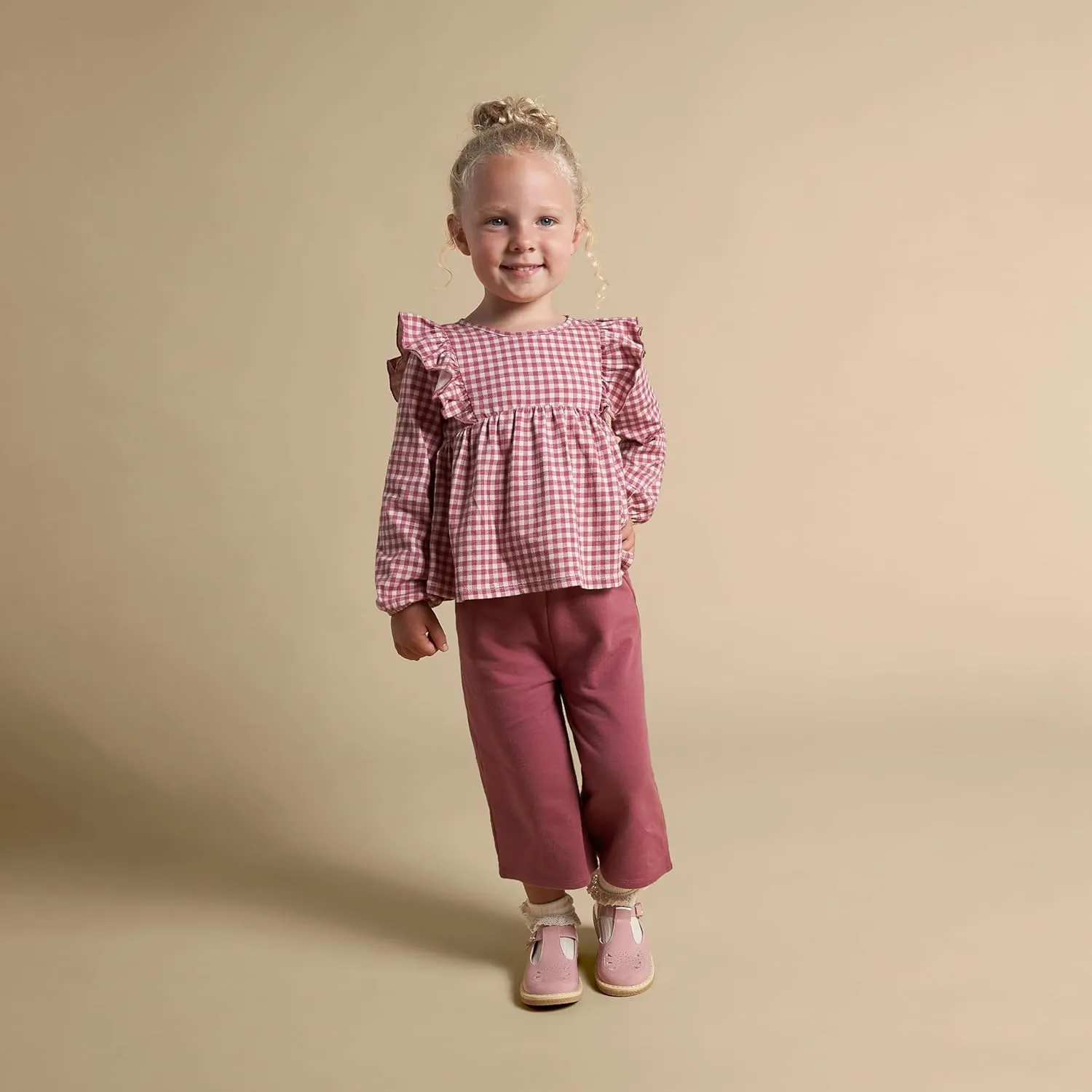 Modern Moments by Gerber Girls' Baby and Toddler Ruffles Top and Wide Leg Pant Set