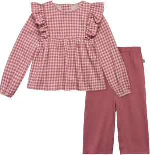 Modern Moments by Gerber Girls' Baby and Toddler Ruffles Top and Wide Leg Pant Set