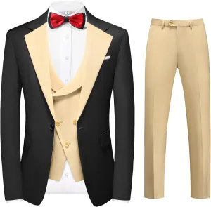 MOGU Mens 3 Piece Suits Slim Fit Tuxedo Suit Set Blazer Vest Pants for Wedding