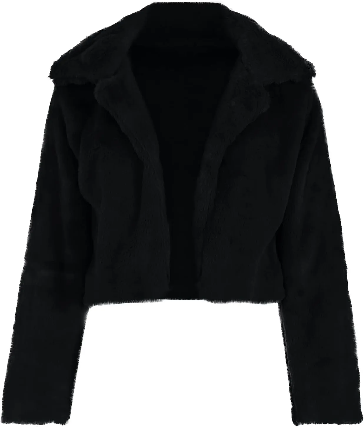 nerohusy Women Fluffy Fleece Coat Faux Fur Padded Jackets Winter Warm Long Sleeve Tops Solid Loose Turn-Down Collar Outerwear
