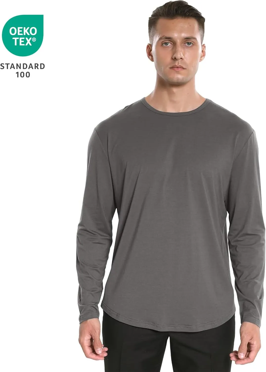 netdraw Men's Ultra Soft Bamboo Viscose T-Shirt Curve Hem Lightweight Cooling Short/Long Sleeve Casual Basic Tee Shirt