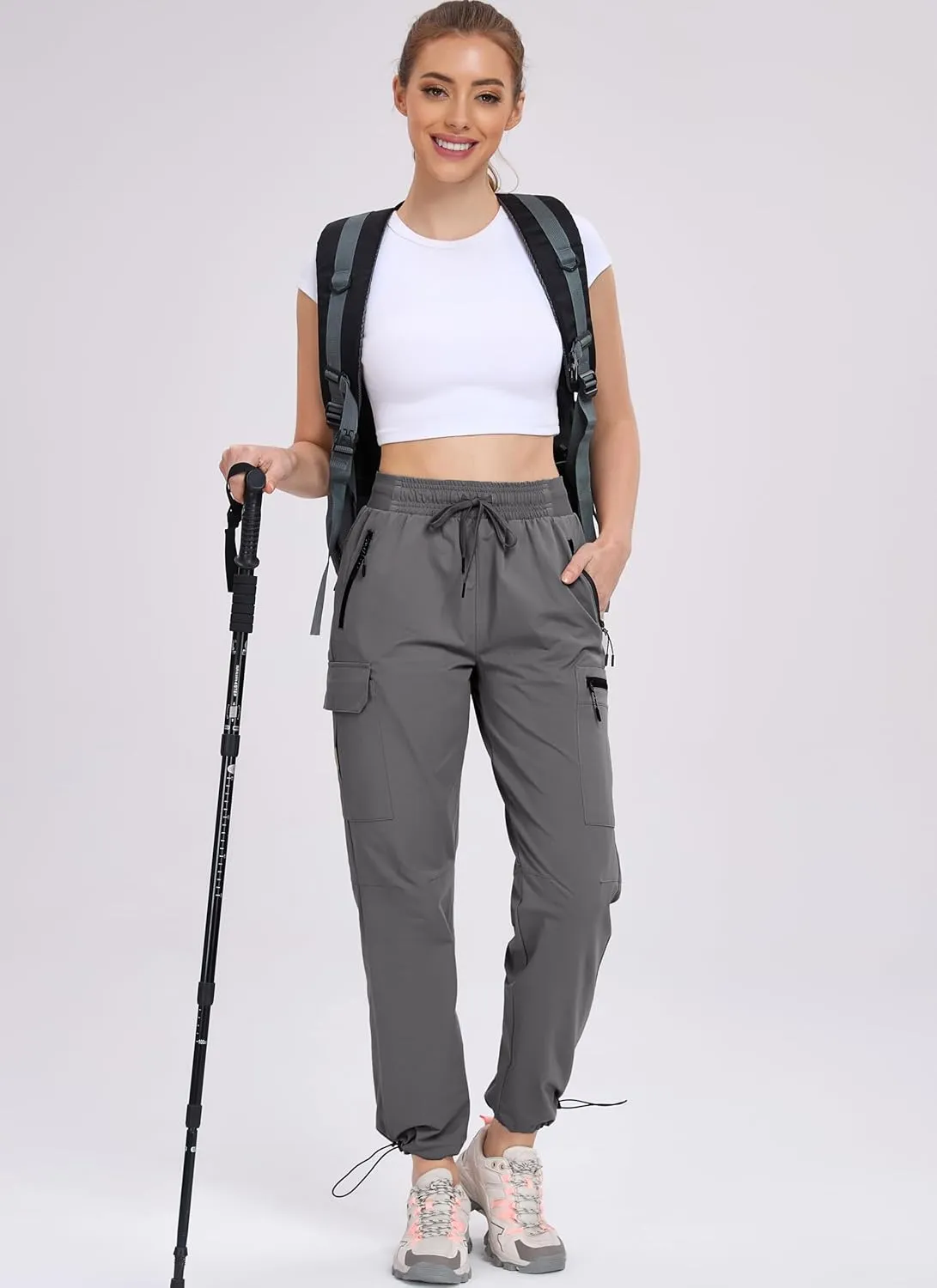 Oalka Women's Hiking Pants Water Resistant Quick Dry Cargo Pockets Pants