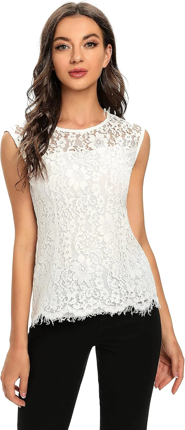 ODCOCD Women's Fashion Sleeveless Lace Top