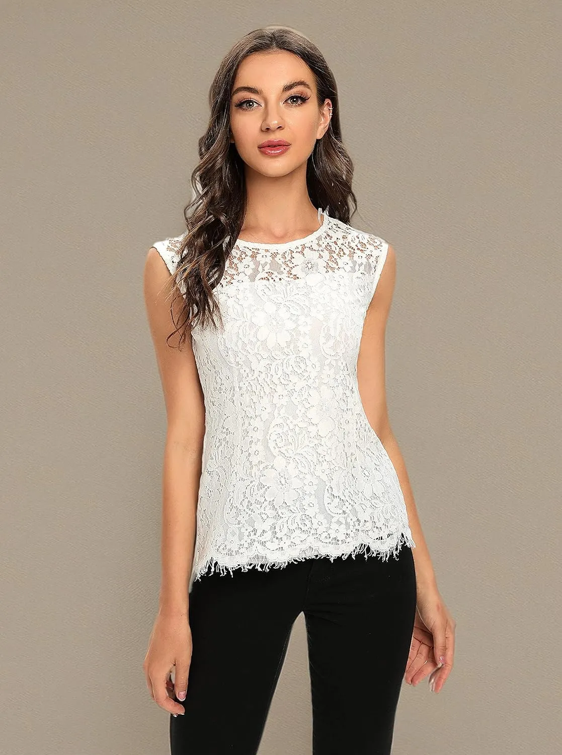 ODCOCD Women's Fashion Sleeveless Lace Top