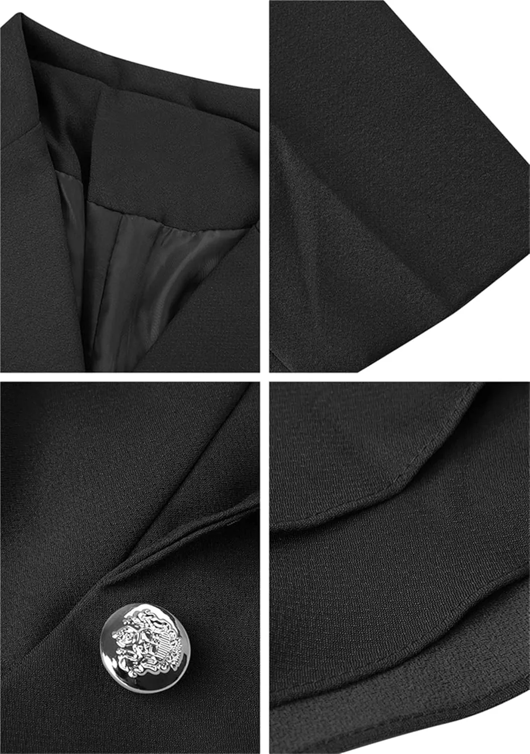 OMZIN Women's Casual Long Sleeve Blazer Work Office Blazer Ruffled Back Blazer Solid Button Coat
