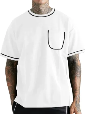 Opomelo Men's Fashion Oversized T-Shirt Athletic Workout Short Sleeve Shirt Casual Crewneck Tshirts with Pocket