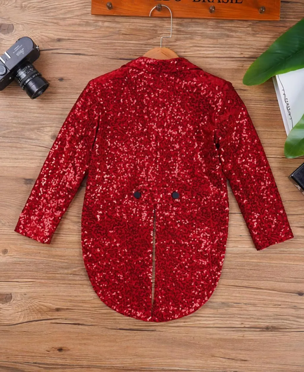 ORBITRAY Kids Boys Sequin Lapel Blazer Gentleman Suit Tuxedo Coat for Wedding Birthday Party Circus Magic Shows Stage