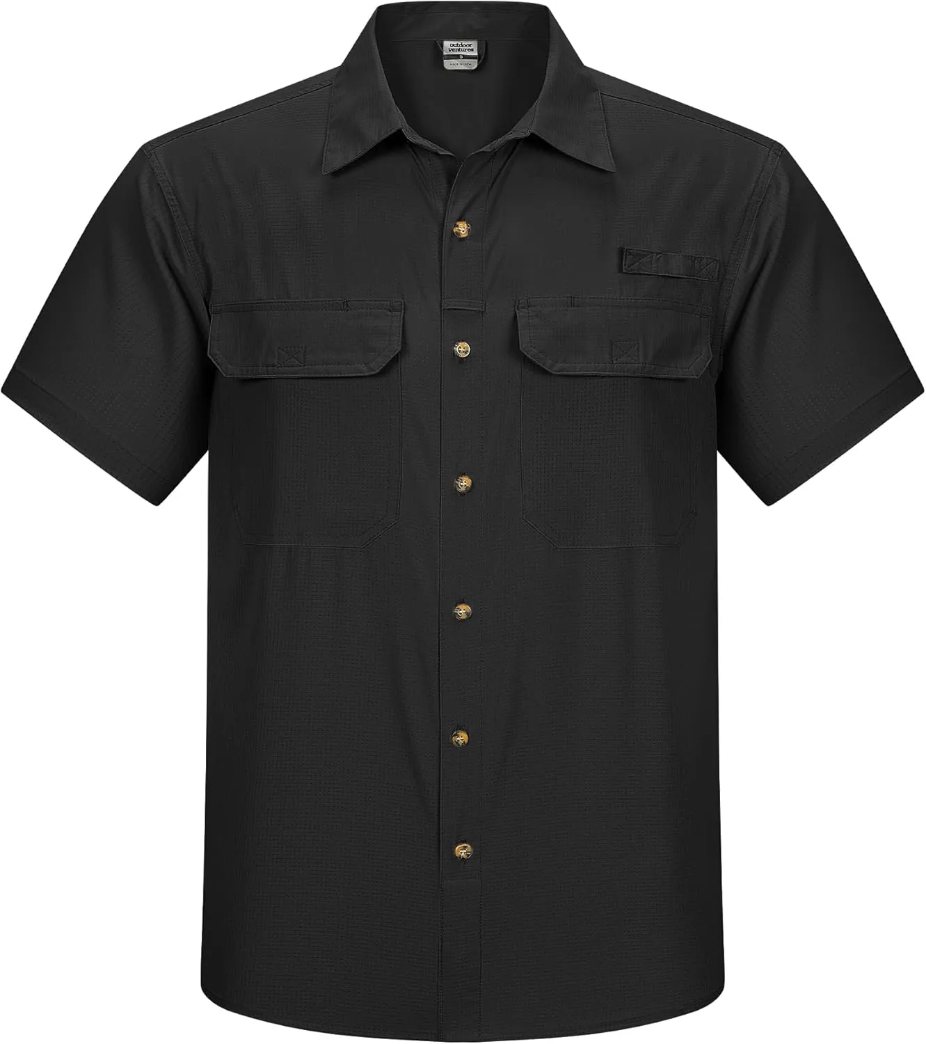 Outdoor Ventures Men's Lightweight Short Sleeve Fishing Shirt UPF 50 Button Down Quick Dry Cooling Hiking Travel Safari Shirt