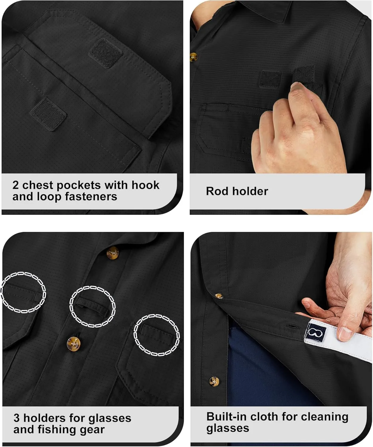 Outdoor Ventures Men's Lightweight Short Sleeve Fishing Shirt UPF 50 Button Down Quick Dry Cooling Hiking Travel Safari Shirt