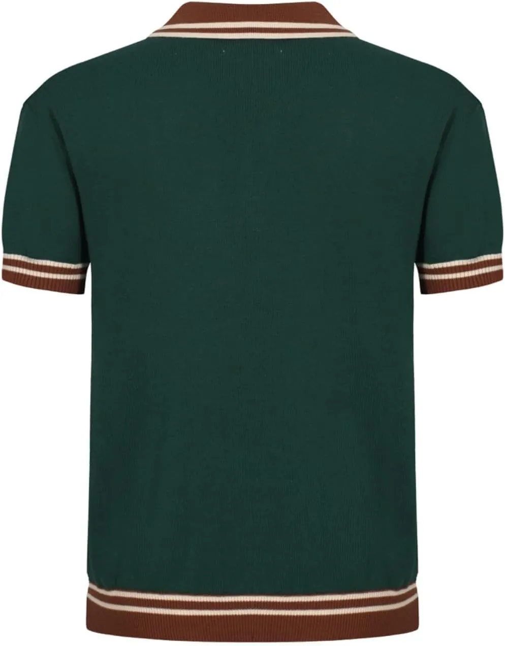OXKNIT Mens Knitted Vintage Polo Shirt, 1960s Mod Style Retro Polo Textures Shirt with Double Line Neck