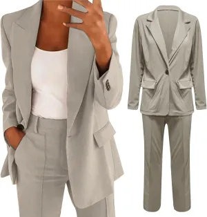 Pants Suits for Women Dressy 2 Piece Casual Plus Size Open Front Blazer Pant Suit Set Wedding Prom Work Business Suit