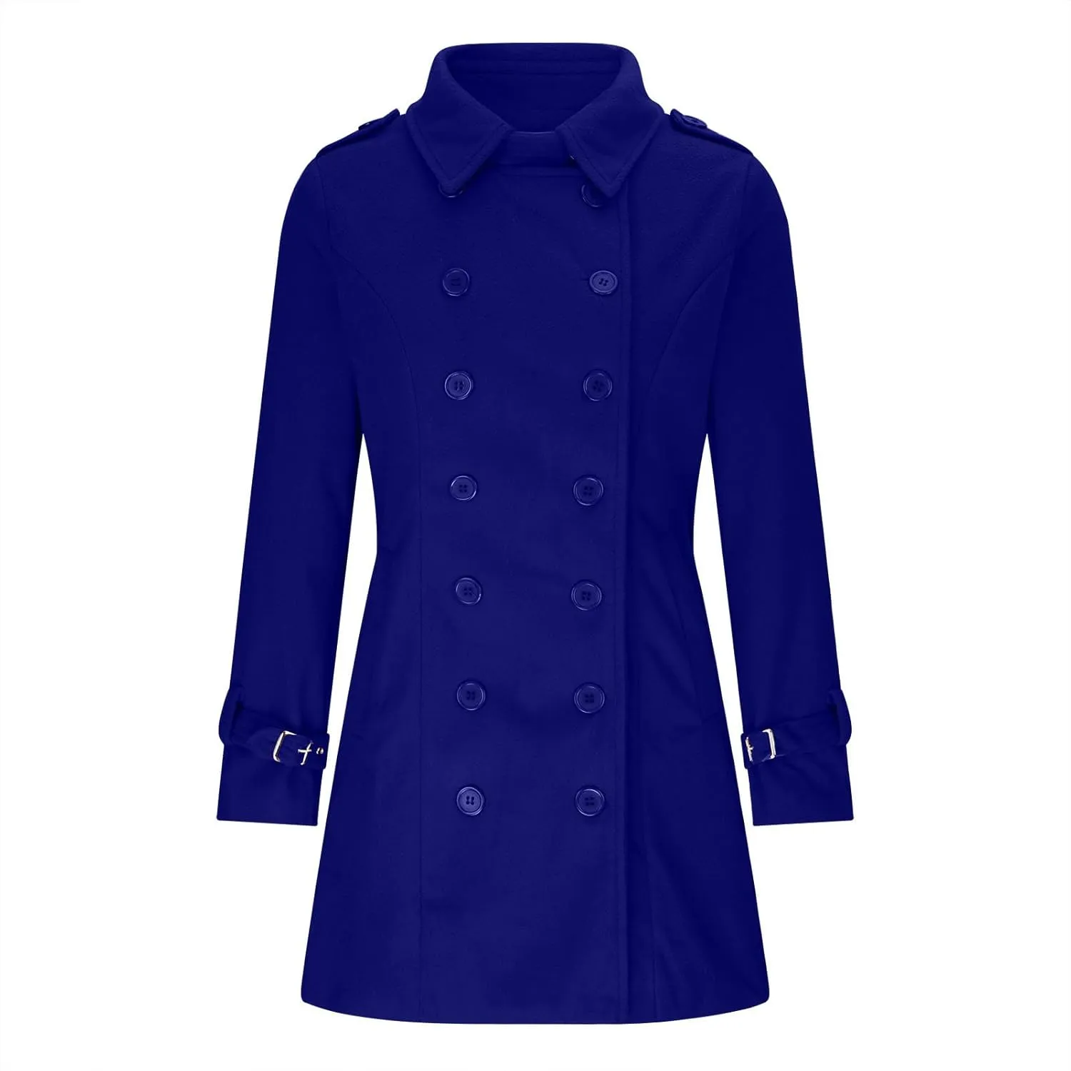 Peacoat Womens Coat, Mid Long Classic Overcoat Double Breasted Slim Outdoor Jackets Winter Trench Outerwear