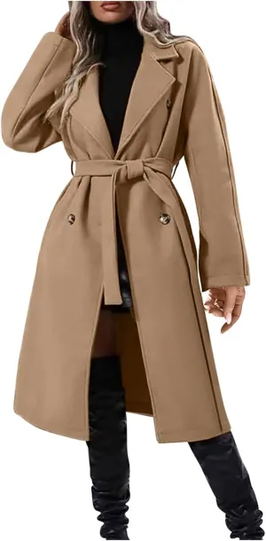 Peacoat Womens Coat Winter Wool Blend Coat Trendy Oversized Open Front Thick Long Trench Overcoat