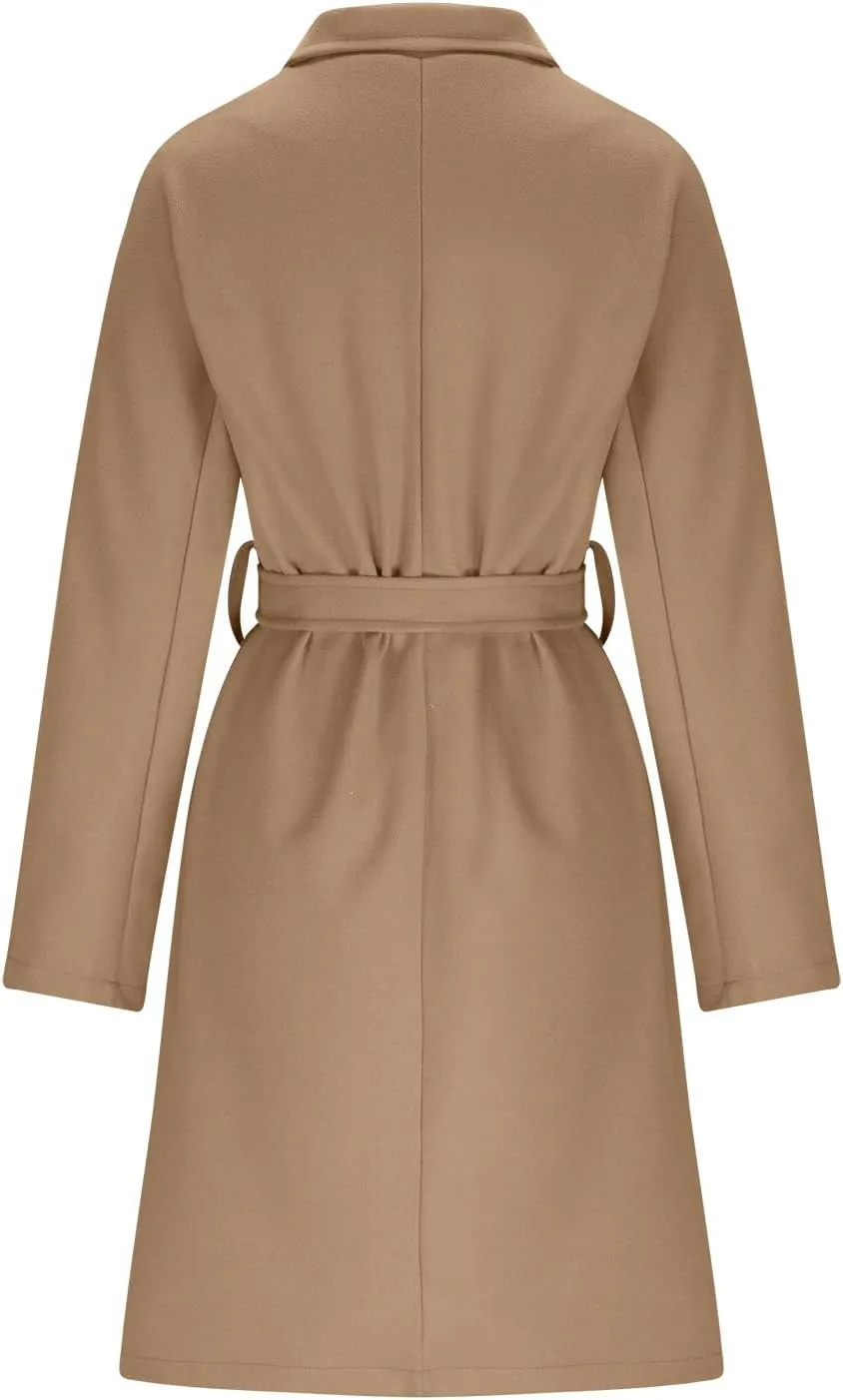 Peacoat Womens Coat Winter Wool Blend Coat Trendy Oversized Open Front Thick Long Trench Overcoat