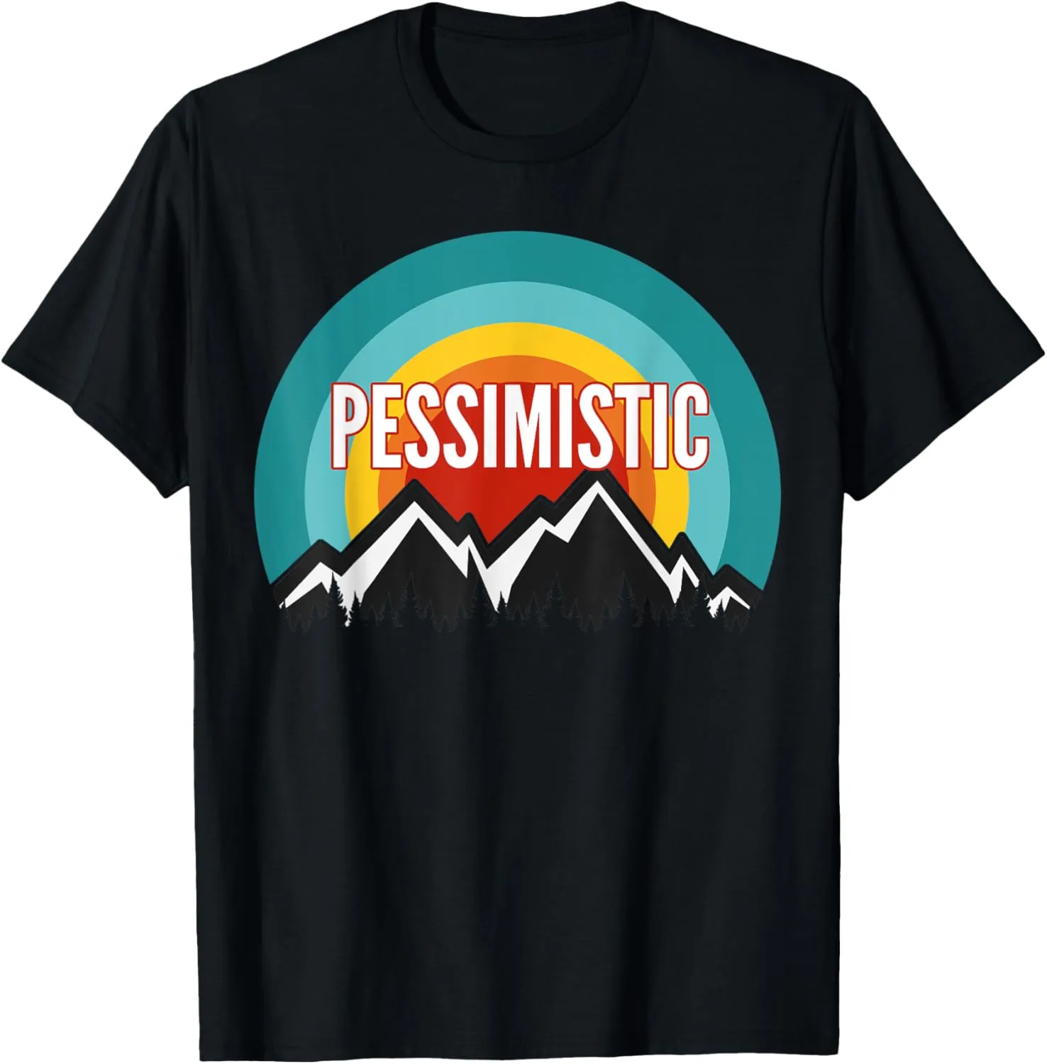Pessimistic, Vintage Retro Sunset Design T-Shirt