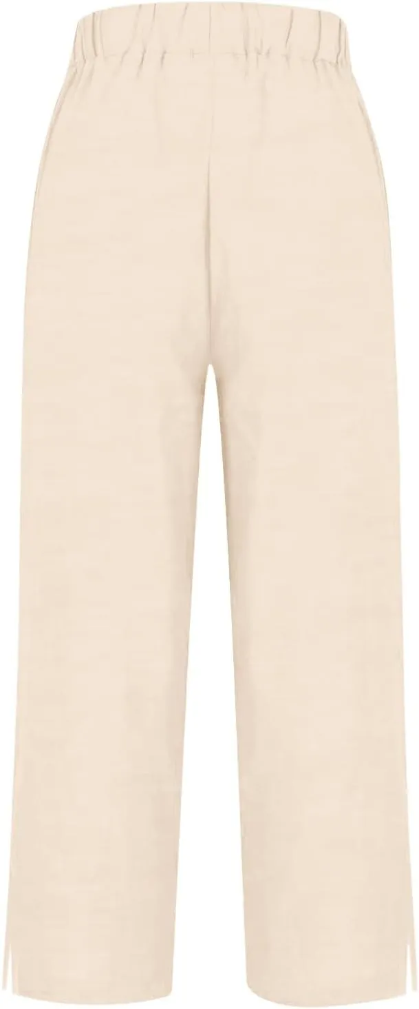 Plus Size Linen Pants for Women High Waisted Drawstring Cropped Capri Pants Casual Summer Work Pants Trousers 2025